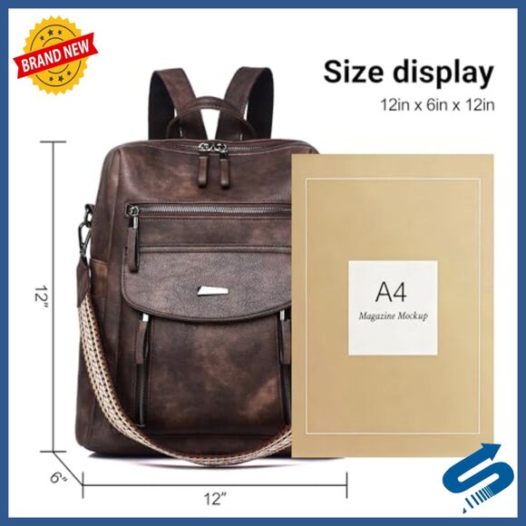 PU Leather Backpack Purse Adjustable Strap Multi Pocket Travel Bag main image 5